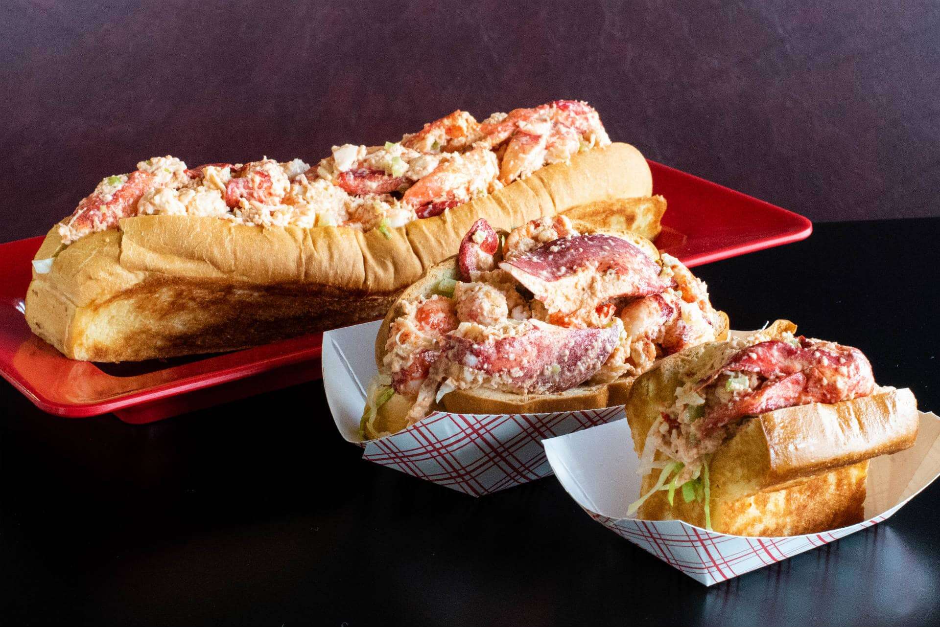 Hot Crab and Shrimp Po’ Boy Sandwiches at The Original Island Shrimp House Delicious crab and shrimp po' boy sandwiches served on fresh bread at The Original Island Shrimp Hou.